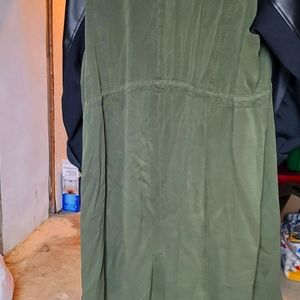 Suede Olive Green Jacket w/ plether Sleeves